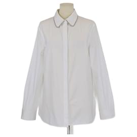 Camisa de manga larga de popelina de algodón blanco con cuello de cuentas Alexander Wang