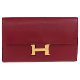 Cartera larga Constance en cuero Swift Rouge H de Hermès