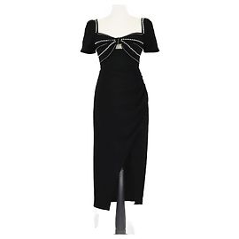 Self portrait Schwarzes Diamant-Bustier-Midi-Kleid von Self-Portrait