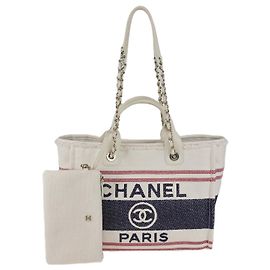 Borsa Deauville media in tela tricolore Chanel