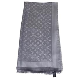 Klassisches Tuch aus metallisch grauer Seidenmischung Monogram Louis Vuitton