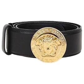 Cinturón de cuero negro con hebilla Medusa de Versace
