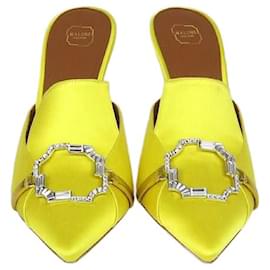 Malone Souliers Gelbe Satin Anais 85 Brooch Mules - Autre Marque
