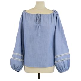 Blusa de chambray azul lavado de algodón de manga larga Chloe - Chloé