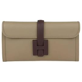 Hermes Beige Marfa/Ebene Swift Leather Jige Elan 29 Clutch - Hermès