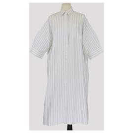 Vestido de manga corta Terregles de algodón a rayas blancas Mackintosh