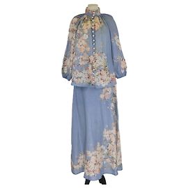 Set Blusa e Gonna Cascadian in Lino Blu Zimmermann