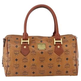 Borsa a mano in tela e pelle con logotipo Visetos di MCM