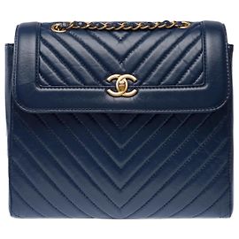 CHANEL Blaue Leder Tasche - 103151