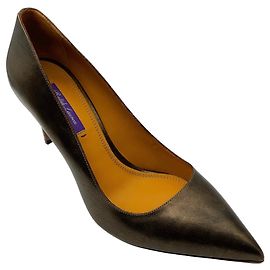 Ralph Lauren Collection Zapatos de tacón de cuero metálico bronce de la colección Ralph Lauren