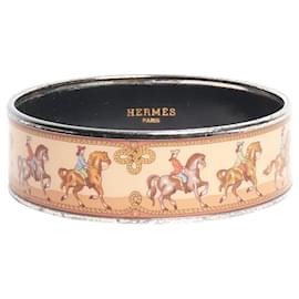 Hermès Pulseira de esmalte com motivo de cavalo marrom