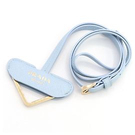 Portachiavi in pelle blu chiaro Prada