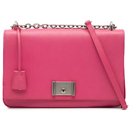 Prada Pink Saffiano Lux Lock Chain Flap