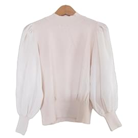 Autre Marque E Couture Manica Tulle Chiffon Collo Alto Pullover Blusa