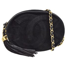 Mini catena rotonda in suede nero CC di Chanel