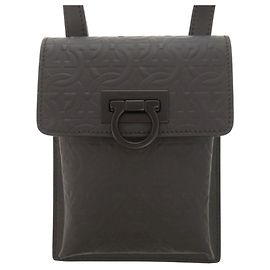 Borsa a spalla in pelle con stampa Gancini di Salvatore Ferragamo
