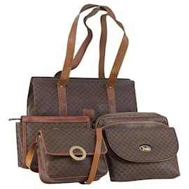 Borsa a Spalla in Tela Macadam CELINE PVC 5 Set Marrone Auth ki6106 - Céline