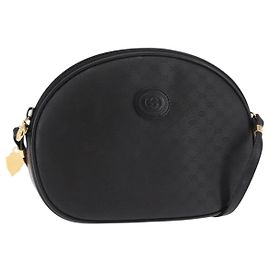 Borsa a spalla in tela Micro GG Gucci in pelle PVC nera Auth ep11104