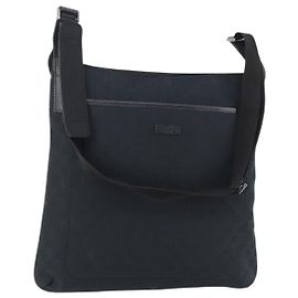 Borsa a Spalla GG Canvas Gucci Nera Argento 122791 Auth 135007