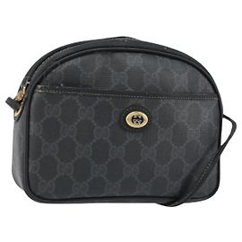 Gucci Borsa a Spalla GG Supreme PVC Nero Oro 116 02 607 Auth 147775