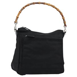 Borsa a mano GUCCI in nylon e pelle nera argento 000 2404 0509 Auth ep11486