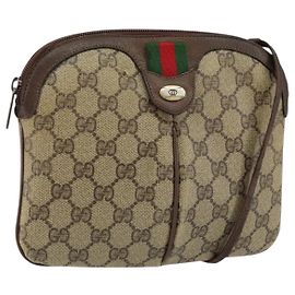 Borsa Gucci GG Supreme Web Sherry Line PVC Beige Oro 904 02 047 Auth bs30496