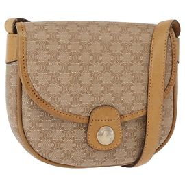 Céline Borsa a Spalla in Tela Macadam CELINE PVC Beige Oro Auth 148186