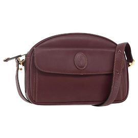 Cartier Bolso de hombro Must Line de cuero burdeos Auth BA6813