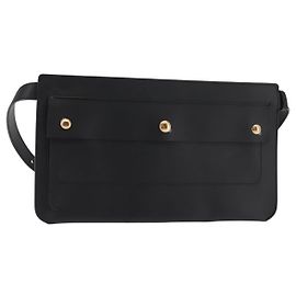 Borsa a vita in pelle nera e oro Auth bs29795 di BURBERRY