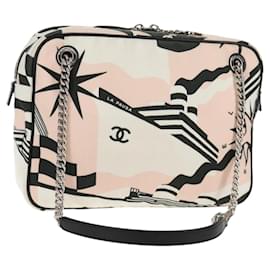 Borsa a Spalla in Tela CHANEL Chain Cruise linea Rosa Argento CC Auth 139043V