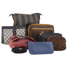 Céline Pochette in tela Macadam in pelle CELINE Fendi Gucci Cartier set di 8 blu Auth 148967