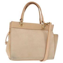 Céline Bolso de Hombro CELINE de Cuero Suede 2way Beige Oro Auth bs29686