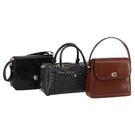 Borsa a tracolla BALLY in pelle Set da 3 Marrone Nero Auth BA4817
