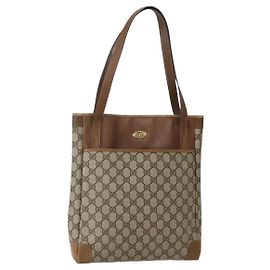 Gucci Borsa Tote GG Supreme in PVC beige e oro 002 37 0035 Auth 143269