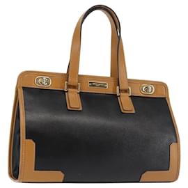 MORABITO Borsa a Mano in Pelle Blu Navy Oro Auth am9080 - Autre Marque