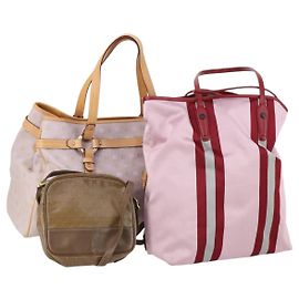 BALLY Borsa a Spalla Loewe Tela PVC Nylon 3Set Rosa Marrone Auth BA5852