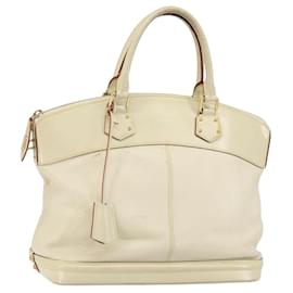 LOUIS VUITTON Suhari Lockit MM Hand Bag Leather White M91874 LV Auth BA6191