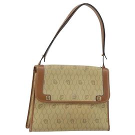 Borsa a Spalla in Tela Honeycomb Christian Dior Beige Oro Auth 143588
