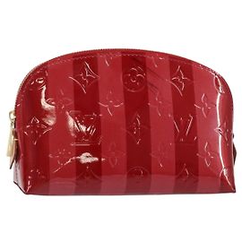 LOUIS VUITTON Pochette Cosmetica Vernis Rayure Pomme D'amour M91721 Auth 144780