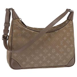 LOUIS VUITTON Borsa a Mano Little Boulogne in Satin Monogram Beige M92143 Auth 145324
