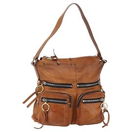 Chloé Borsa a Spalla Chloe Betty in Pelle Marrone Argento Oro Auth 144492