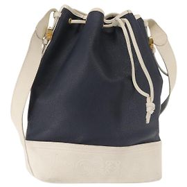 Borsa a Spalla LOEWE in Pelle Blu Navy Oro Auth 144366