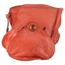 Borsa a Spalla LOEWE in Pelle Arancione Oro Auth BA6091