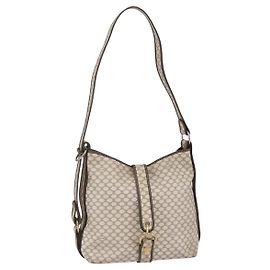 Céline Borsa a spalla in tela Macadam CELINE in pelle PVC bianco oro Auth 143583