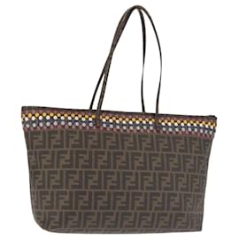 Borsa tote in tela Zucca FENDI nera e marrone Auth 144917