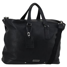 Bulgari Sac Boston en cuir BVLGARI 2 en 1 Noir Argent Auth 142552