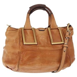 Chloé Borsa a mano in pelle Chloe Etel 2 in 1 Beige Oro Auth fm4883