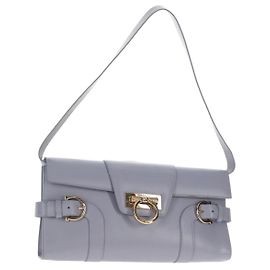 Borsa a Spalla Gancini in Pelle Viola e Oro Auth 145499V di Salvatore Ferragamo