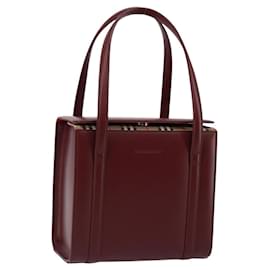 Borsa a mano in pelle Bordeaux Argento Auth sw1572 - Burberry