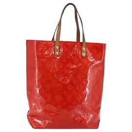 LOUIS VUITTON Monogram Vernis Reade MM Borsa a Mano Rossa M91086 LV Auth 144441